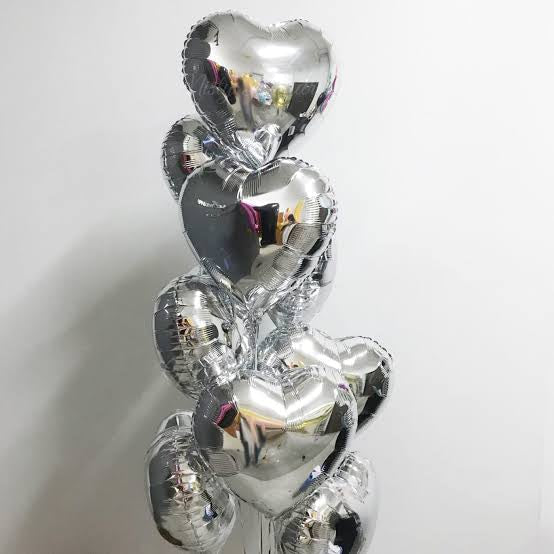10 Silver hearts