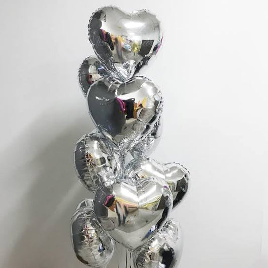 10 Silver hearts