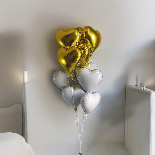 Gold& white hearts