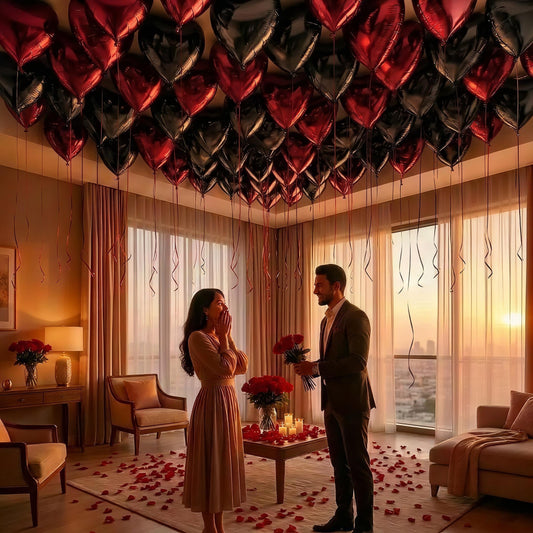 Black & Red Ceiling Hearts [24 PCS]